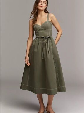 mare mare chinoiserie sleeveless fit & flare midi dress Mare Mare | Dresses | New Mare Mare Womens Fit Flare Midi Dress In Moss